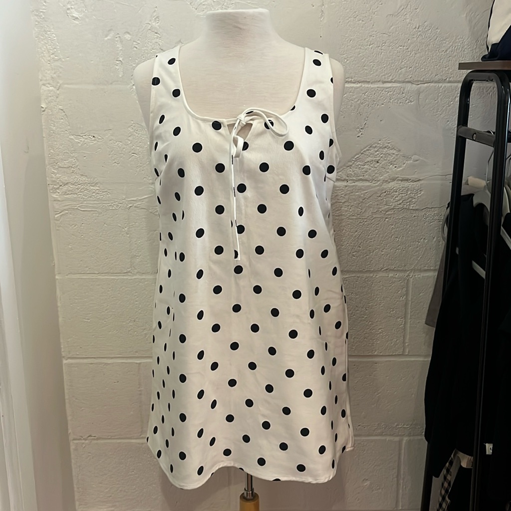 Le Lis White Denim Polka Dot Dress